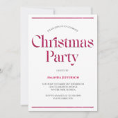 ミニマルモダンリストピンクグリッタークリスマスパーティー 招待状 (正面)