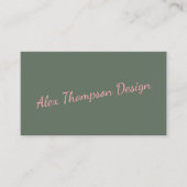 ミニマルモダンリストピンクグリーンタイポグラフィ 名刺 (正面)