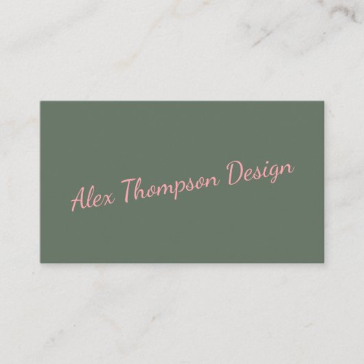ミニマルモダンリストピンクグリーンタイポグラフィ 名刺 (正面)
