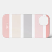 ミニマルモダンリストピンクグレークリームズストライプモノグラム Case-Mate iPhoneケース (裏面 (横))