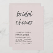 ミニマルモダンリストピンクグレーブライダルシャワー 招待状 (正面/裏面)