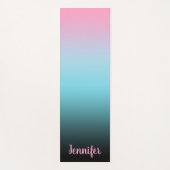 ミニマルモダンリストピンクスカイブルーとブラックグラデーション ヨガマット (正面)