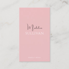 ミニマルモダンリストピンクスクリプトQRコード 名刺