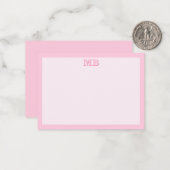 ミニマルモダンリストピンクタイポグラフィイニシャルモノグラム ノートカード (正面/裏面インサイチュ)