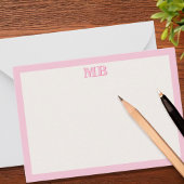 ミニマルモダンリストピンクタイポグラフィイニシャルモノグラム ノートカード