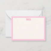 ミニマルモダンリストピンクタイポグラフィイニシャルモノグラム ノートカード (正面)