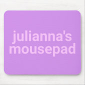 ミニマルモダンリストピンクパープルの名前とラベル マウスパッド (正面)