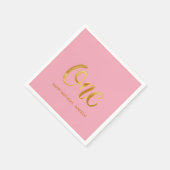 ミニマルモダンリストピンクファースト誕生日 スタンダードカクテルナプキン (角)