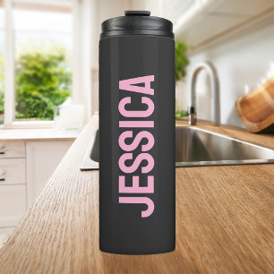 ミニマルモダンリストピンクブラックパーソナライズされた名 タンブラー