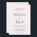 ミニマルモダンリストピンクブルー結婚ズ 招待状<br><div class="desc">ミニマエレガントリストの結婚式招待状はピンクとブルーモダンとスクリプトのタイポグラフィとクリーンシンプルな赤面の手書き書き文字を備え、好きなピンクのデザインに対応スタイリッシュしている。</div>