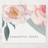 ミニマルモダンリストピンクプーフローラ水彩 スパークリングワインラベル (シングルラベル)