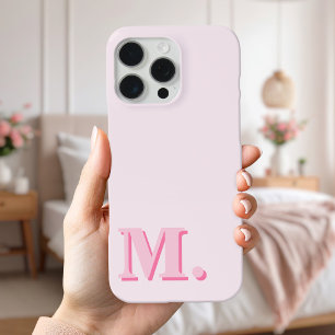 ミニマルモダンリストピンクモノグラムイニシャル iPhone 16 PRO MAXケース