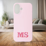 ミニマルモダンリストピンクレッドイニシャルモノグラム iPhone 16ケース<br><div class="desc">ミニマルパーソナライズされたスタイポグラフィでカスタムイニシャル名で独自のiPhoneケースを作モダン成するさまざまな色やスタイルで利用可能。</div>