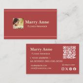 ミニマルモダンリストピンクロスフローリスト 名刺 (正面/裏面)