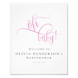 ミニマルモダンリストピンク書道ベビーシャワー フォトプリント           