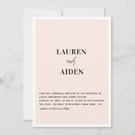 ミニマルモダンリストピンク結婚式招待状 招待状