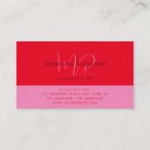 ミニマルモダンリストピンク赤スクリプト 名刺 (裏面)