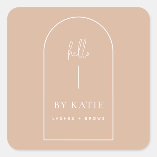 ミニマルモダンリストピンク赤面アーチ美しい事業 スクエアシール (正面)