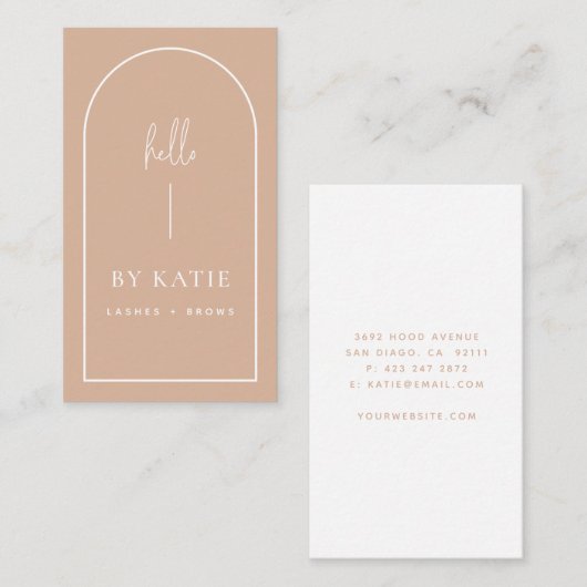 ミニマルモダンリストピンク赤面アーチ美しい化粧料 名刺 (正面/裏面)