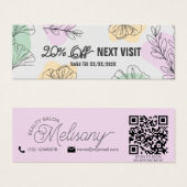 ミニマルモダンリストピンク金ゴールドグリーンフローララインアート (正面&裏面)