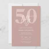 ミニマルモダンリストピンク50th誕生日パーティー 招待状 (正面)