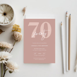 ミニマルモダンリストピンク70th誕生日パーティー 招待状