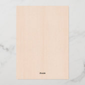 ミニマルモダンリストピーチ結婚スクリプトのバラ金ゴールド 箔招待状 (裏面)