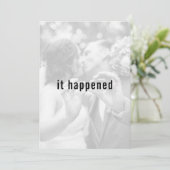 ミニマルモダンリストフォトたった今結婚しました披露宴 招待状 (スタンド正面)