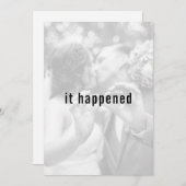 ミニマルモダンリストフォトたった今結婚しました披露宴 招待状 (正面/裏面)