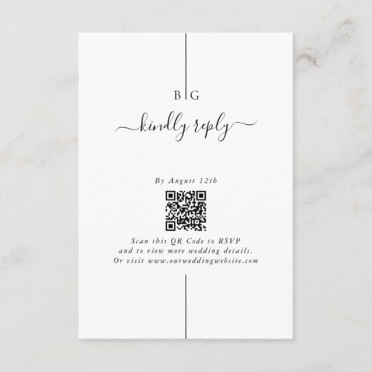 ミニマルモダンリストフォトインラインモノグラム結婚ズ エンクロージャーカード (正面)