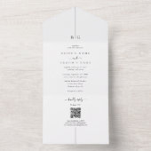 ミニマルモダンリストフォトインラインモノグラム結婚ズ オールインワン招待状 (内側)