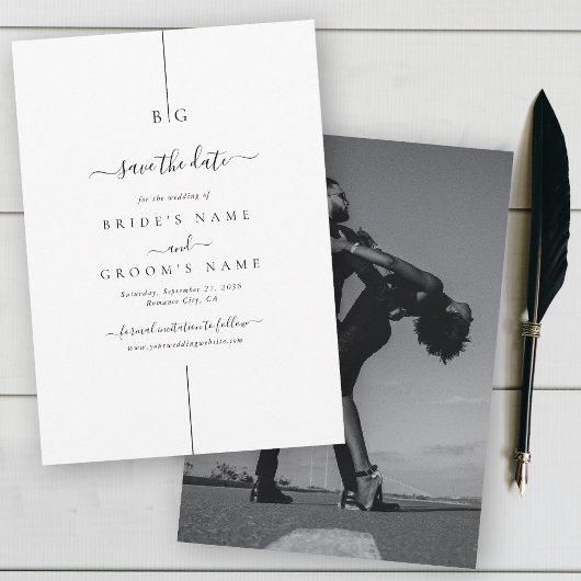 ミニマルモダンリストフォトインラインモノグラム結婚ズ セーブザデート