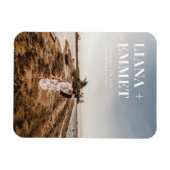 ミニマルモダンリストフォトウェディング日付の保存 マグネット (横)