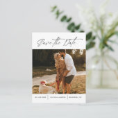 ミニマルモダンリストフォトウェディング日付の投稿を保存 シーズンポストカード (スタンド正面)