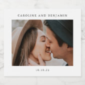 ミニマルモダンリストフォトカスタム結婚式名日付 スパークリングワインラベル (シングルラベル)