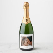 ミニマルモダンリストフォトカスタム結婚式名日付 スパークリングワインラベル (正面)