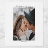 ミニマルモダンリストフォトカスタム結婚式名日付 ワインラベル (シングルラベル)