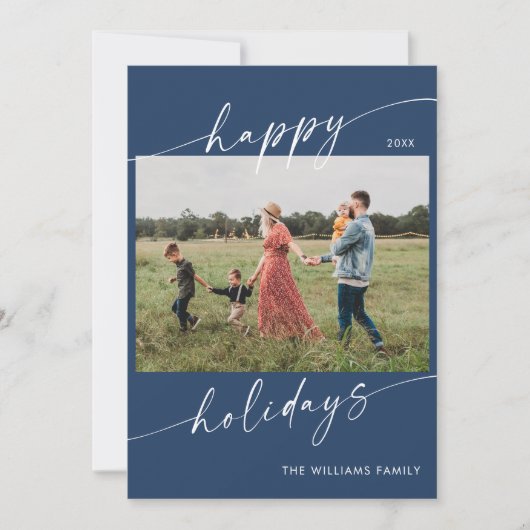 ミニマルモダンリストフォトクリスマスホリデーカード 招待状 (正面)