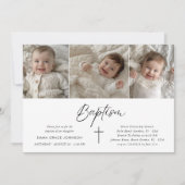 ミニマルモダンリストフォトコラージバプテスマ 招待状 (正面)