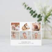ミニマルモダンリストフォトコラージュ新生児ありがとう ポストカード (スタンド正面)
