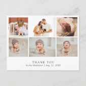 ミニマルモダンリストフォトコラージュ新生児ありがとう ポストカード (正面)