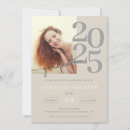 ミニマルモダンリストフォトスクリプト卒業パーティー 招待状