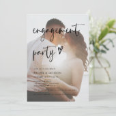 ミニマルモダンリストフォトスクリプト婚約パーティ 招待状 (スタンド正面)