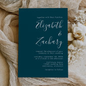 ミニマルモダンリストフォトティール（緑がかった色）ブルー結婚ズ 招待状