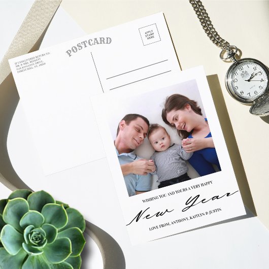 ミニマルモダンリストフォトニューイヤー シーズンポストカード