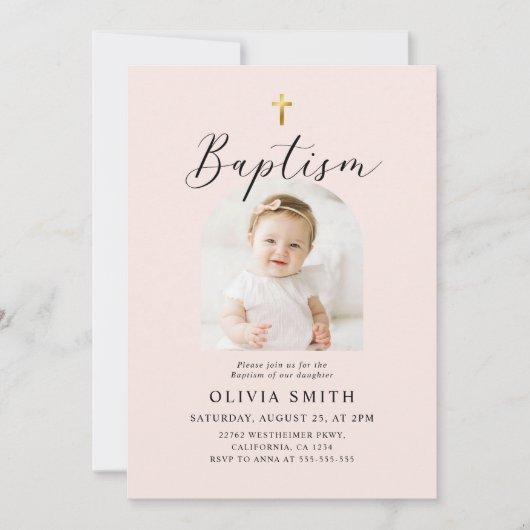 ミニマルモダンリストフォトバプテスマ 招待状 (正面)