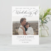 ミニマルモダンリストフォトフォトQrコー結婚ド 招待状 (スタンド正面)