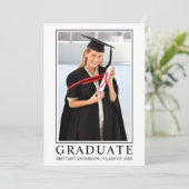 ミニマルモダンリストフォトフレームの卒業 案内状 (スタンド正面)