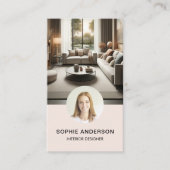 ミニマルモダンリストフォトプロフェッショナル赤面ピンク 名刺 (正面)