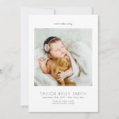 ミニマルモダンリストフォトベビー誕生 案内状 (正面)